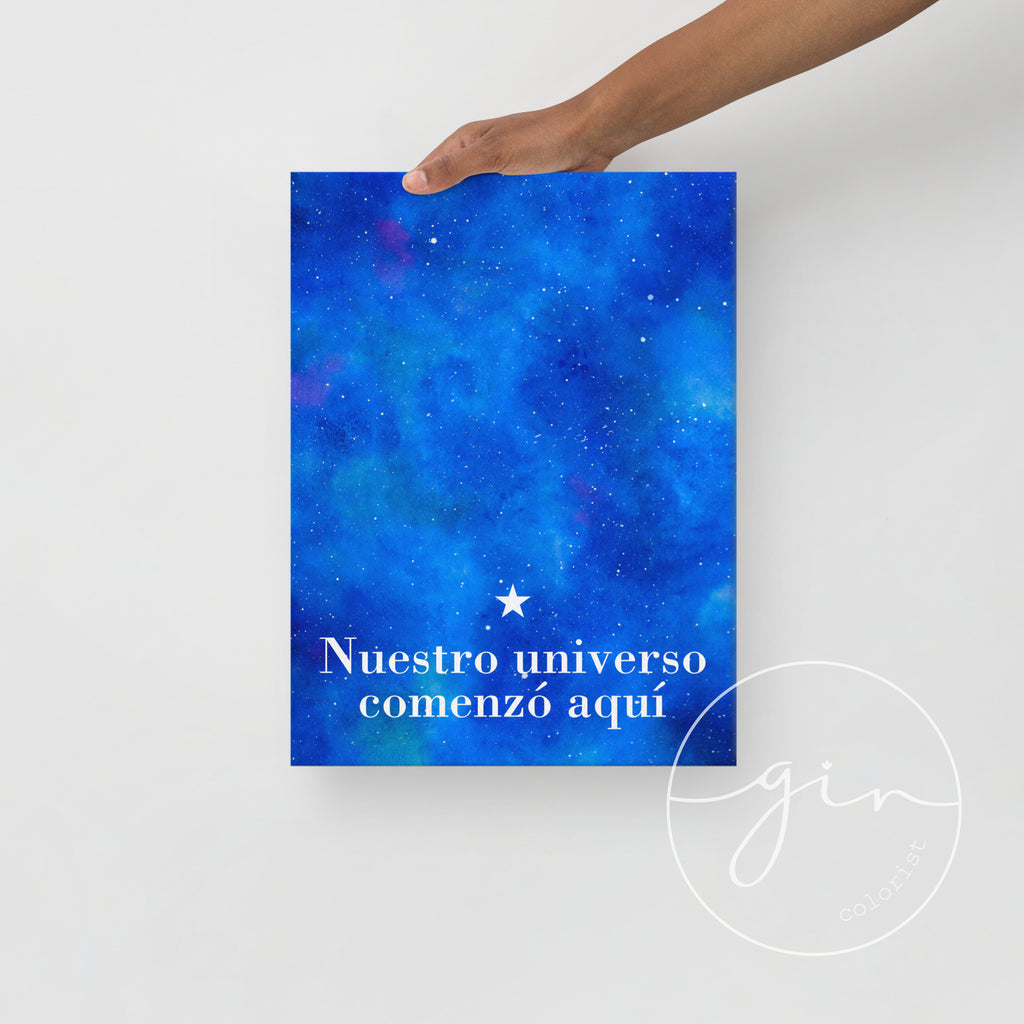 "Nuestro Universo Comenzó Aquí" Galaxy Canvas - Watercolor Space Art