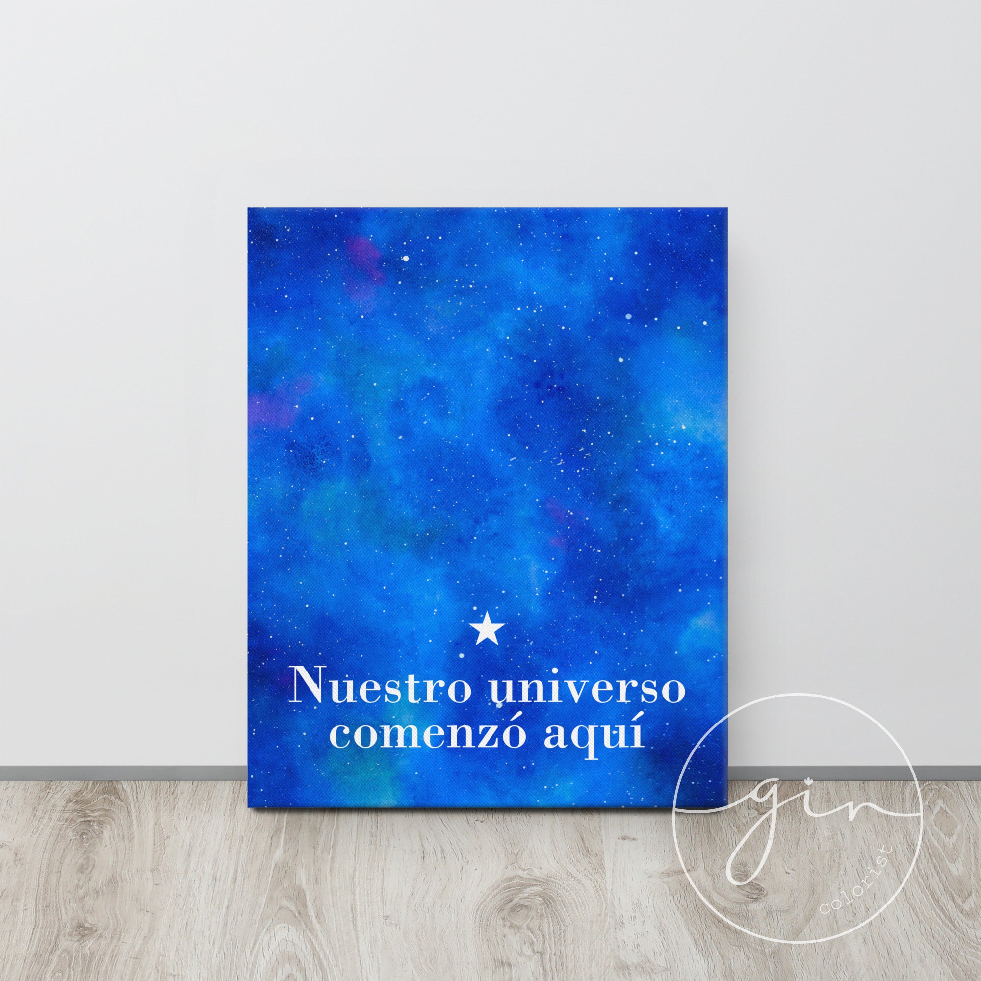 "Nuestro Universo Comenzó Aquí" Galaxy Canvas - Watercolor Space Art