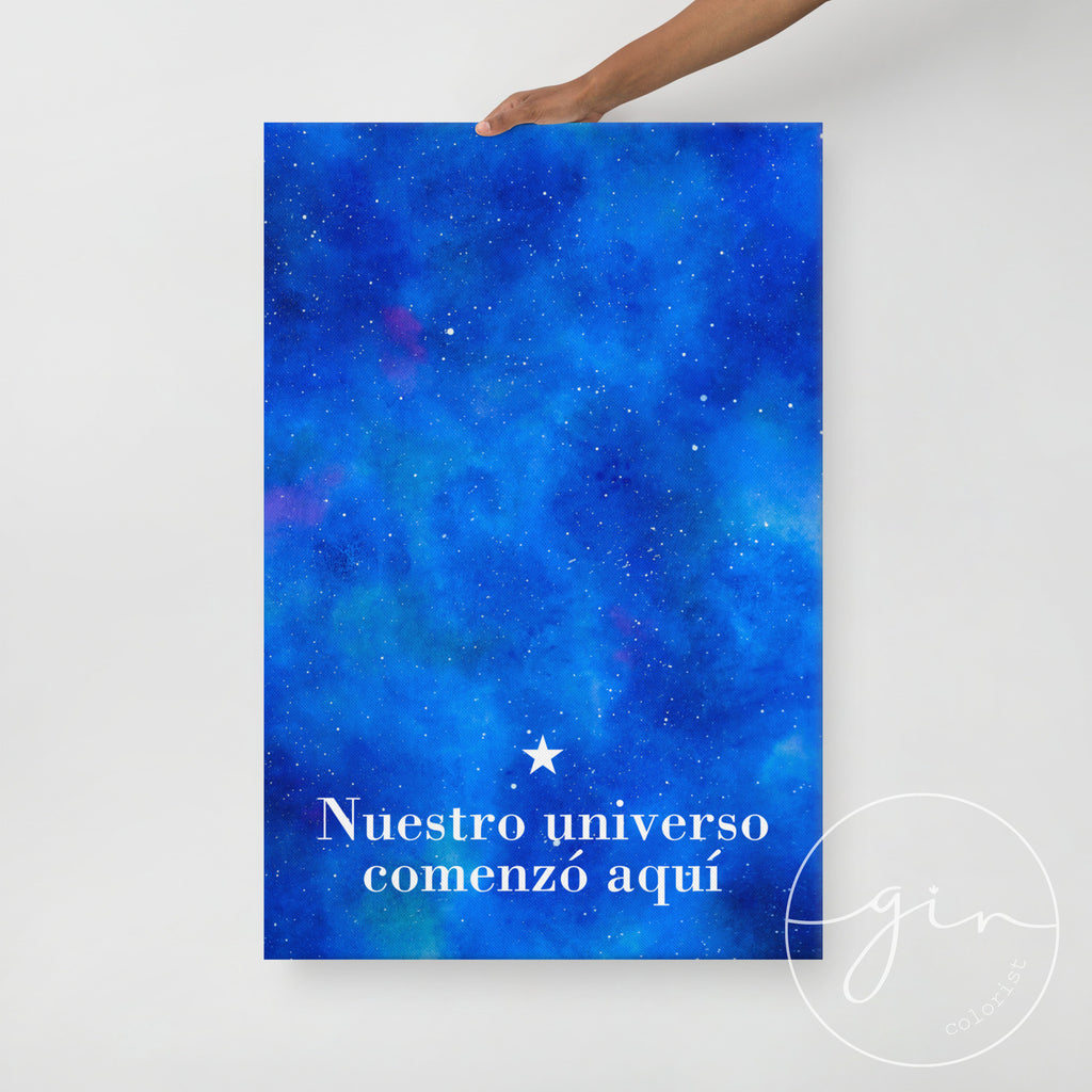 "Nuestro Universo Comenzó Aquí" Galaxy Canvas - Watercolor Space Art