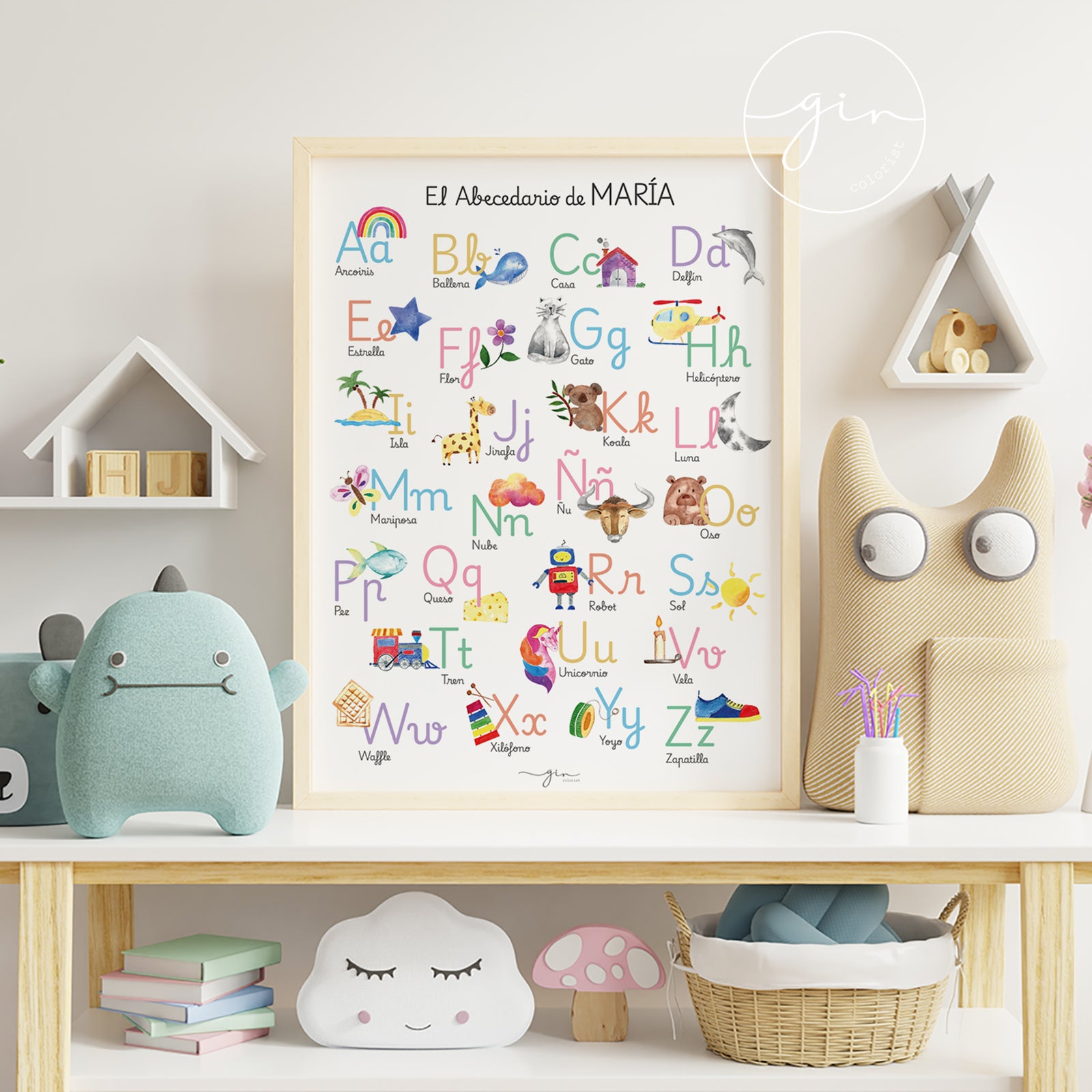 lámina educativa abecedario infantil personalizada nombre