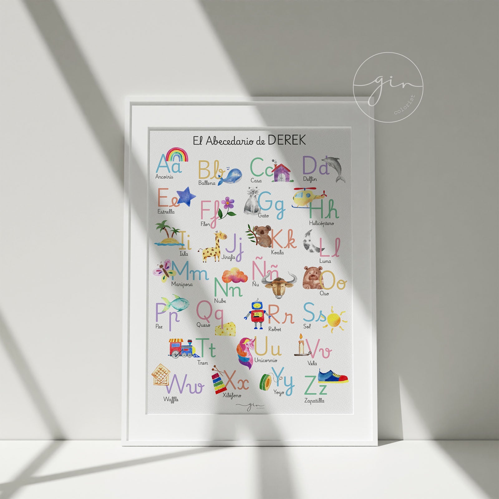 abecedario infantil acuarela detalle letras ilustraciones animales