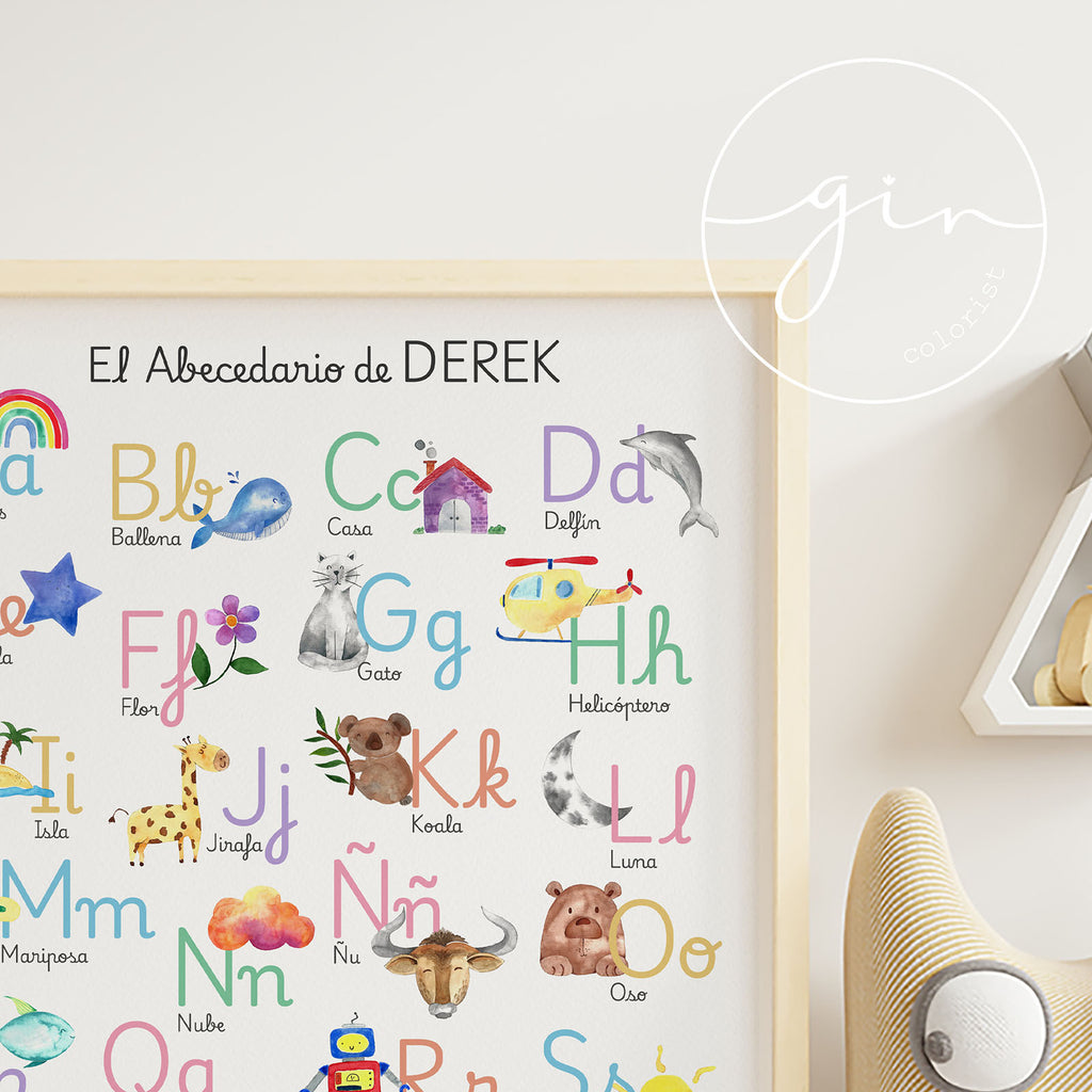 lámina educativa niños abecedario castellano