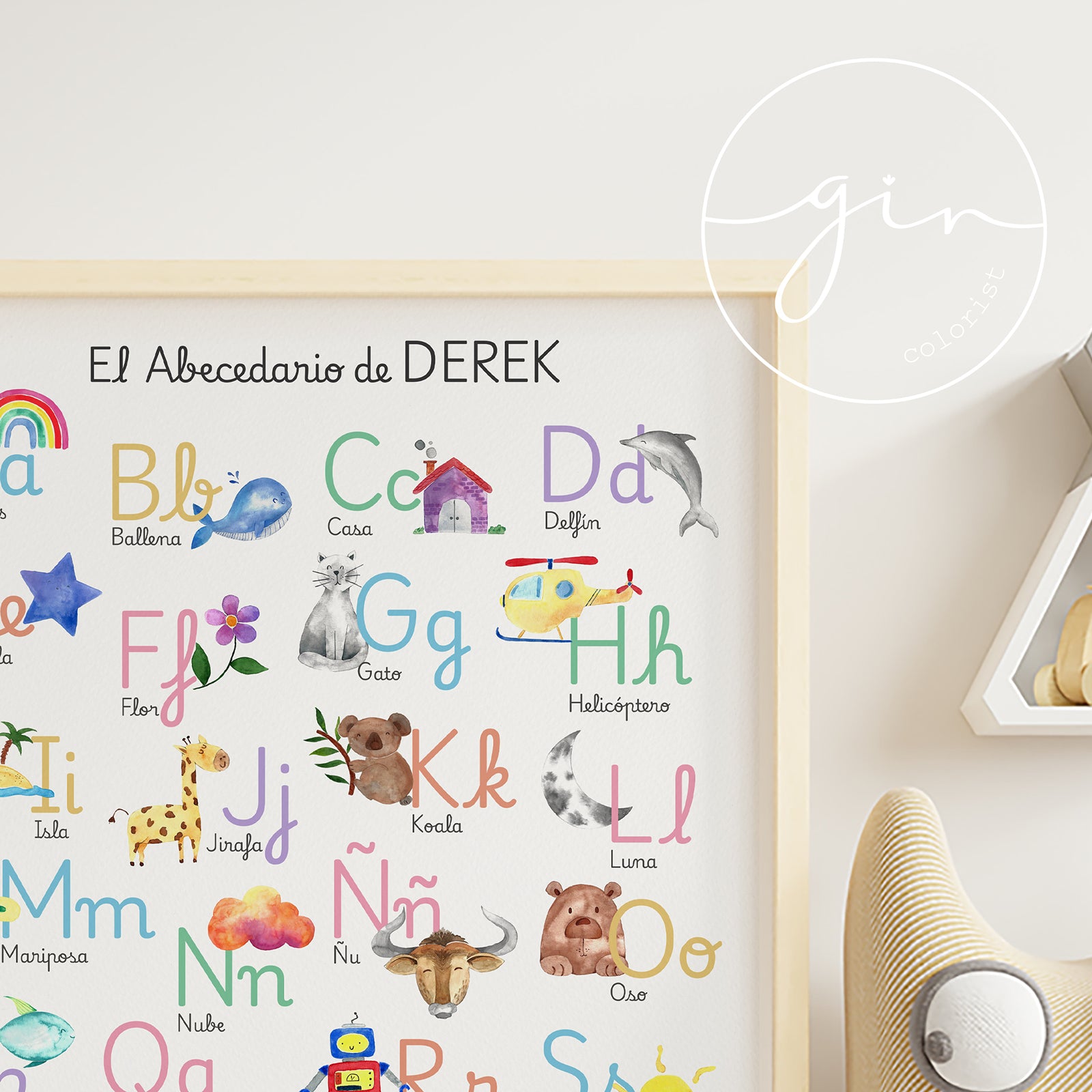 lámina educativa niños abecedario castellano