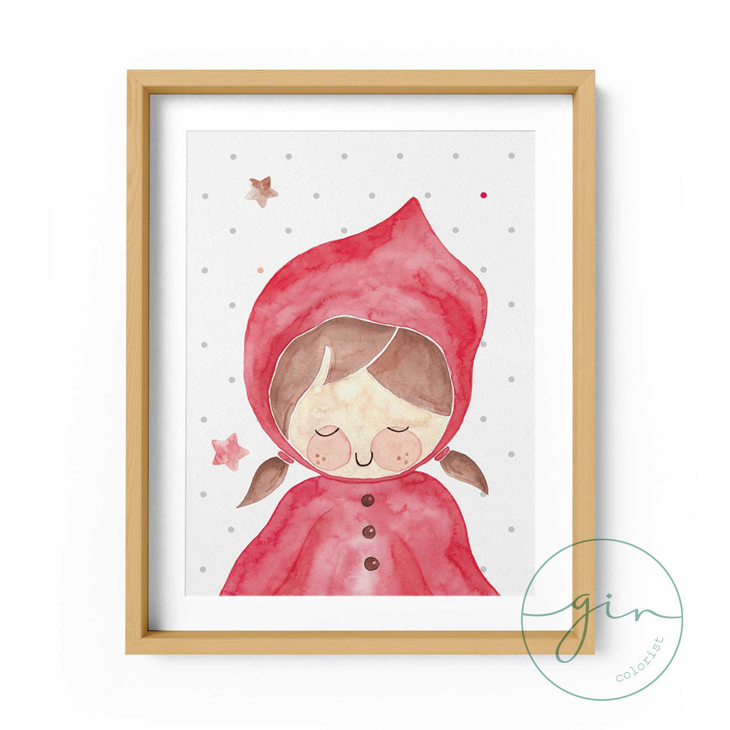 Set of 3 Personalized Watercolor Prints: Little Red Riding Hood & Wolf