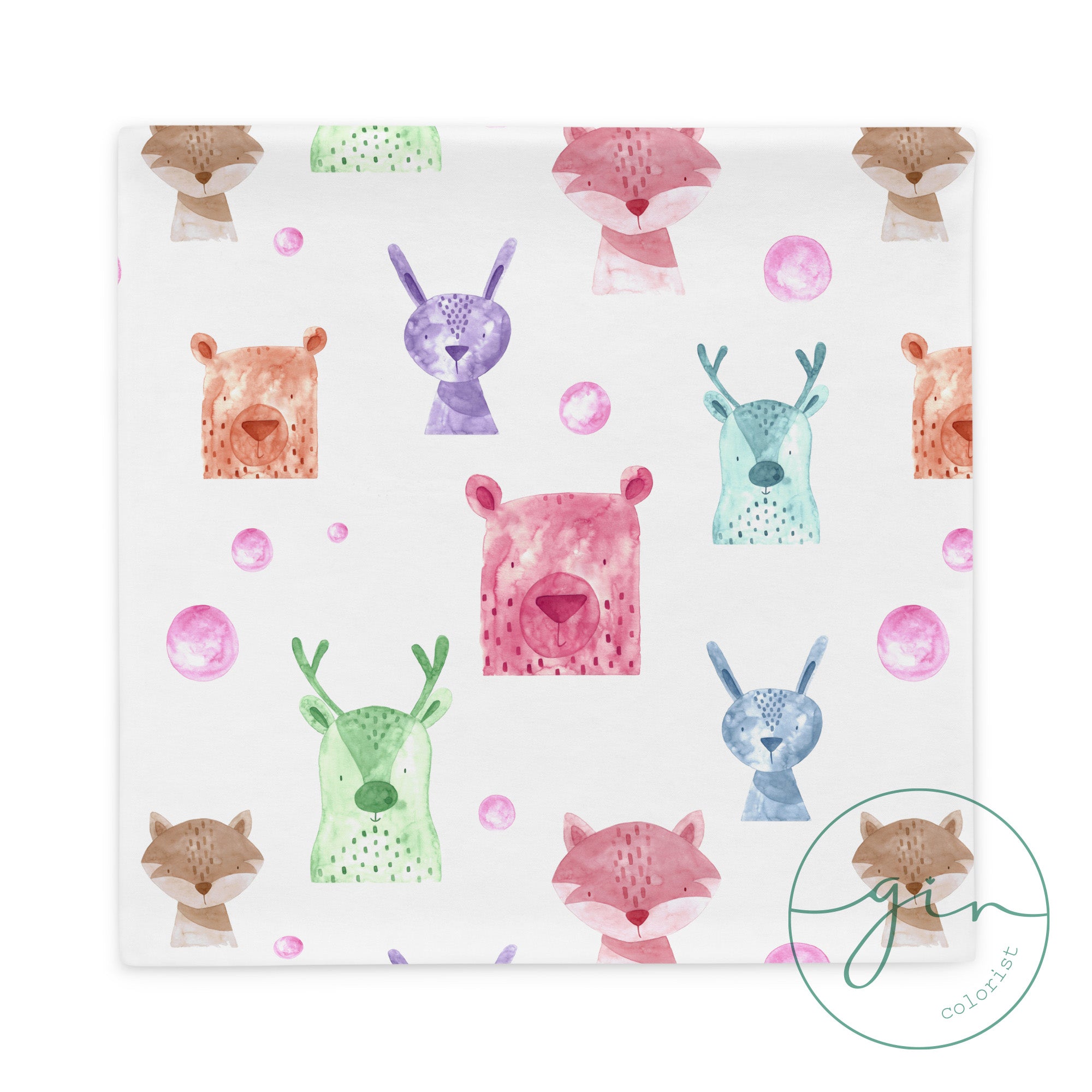 Funda Cojín - Animalitos en acuarela