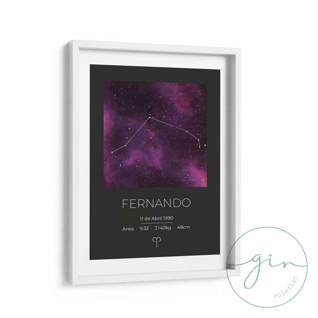"Andrómeda" Personalized Watercolor Star Map - New Baby Keepsake Gift