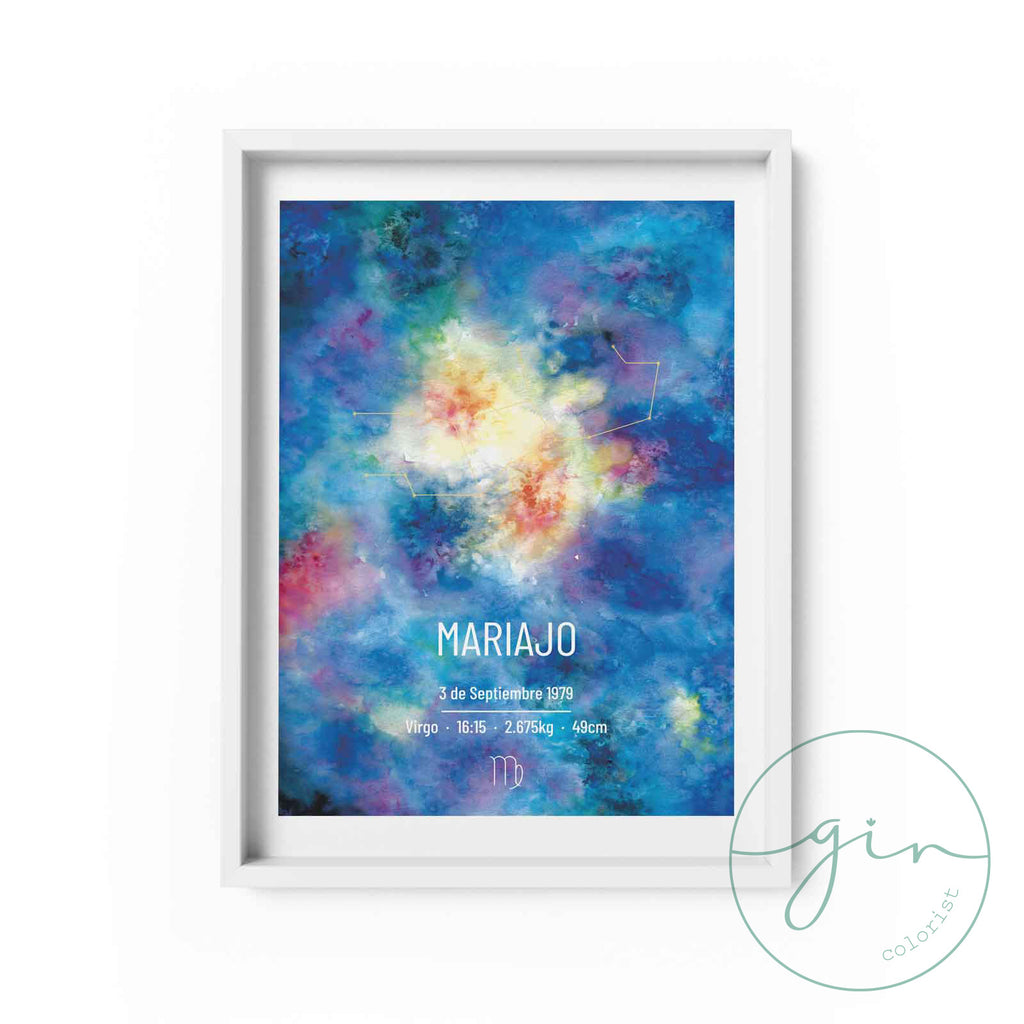 "Astro" Personalized Watercolor Zodiac Print - Elegant Birth Chart Art