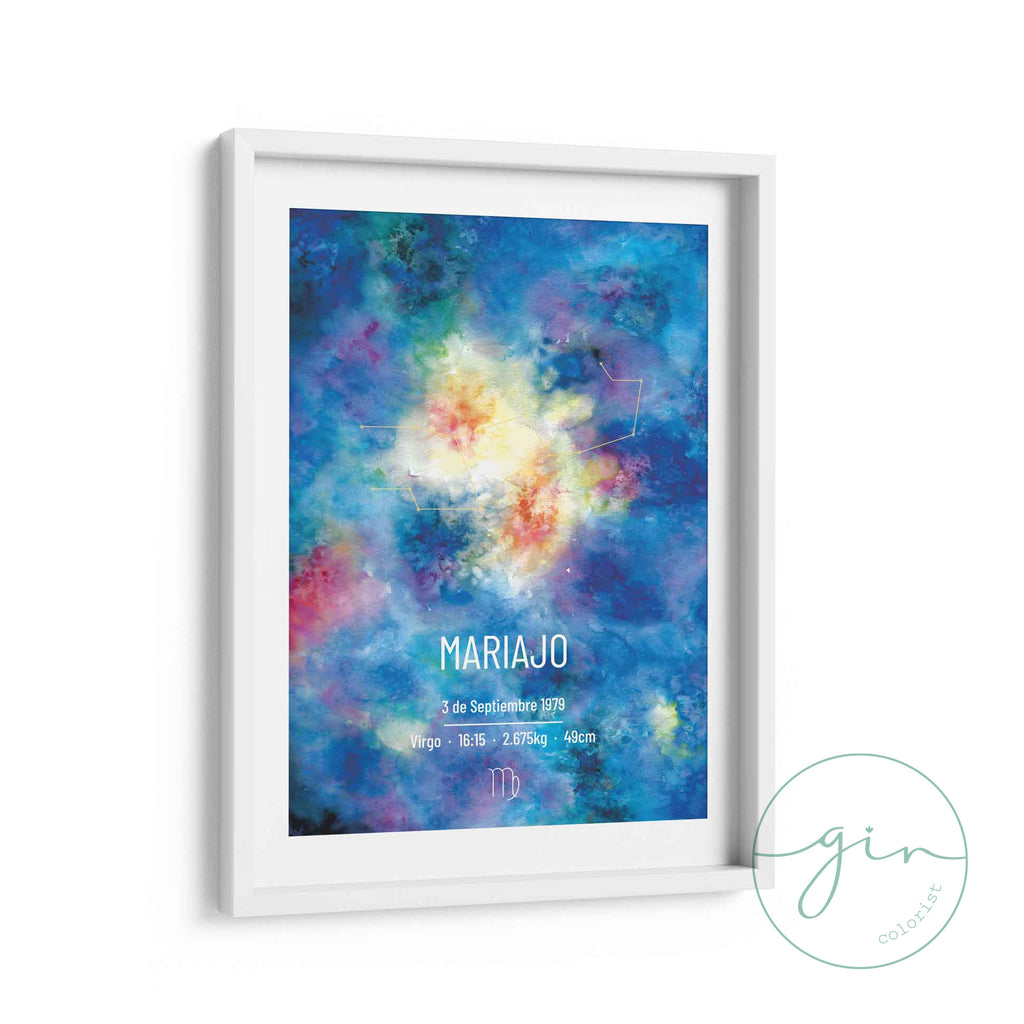 "Astro" Personalized Watercolor Zodiac Print - Elegant Birth Chart Art