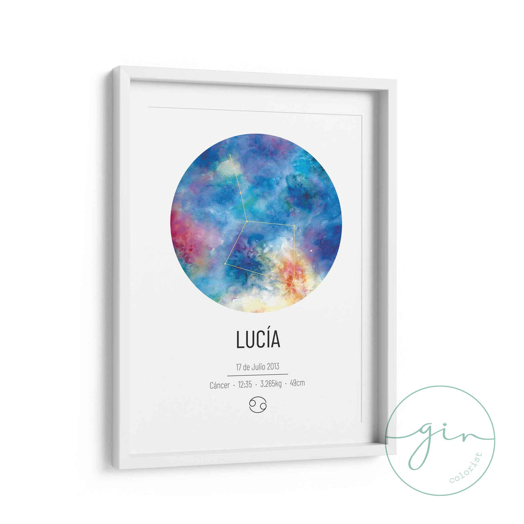 "Celestial" Personalized Watercolor Print - Custom Birth & Night Sky Art