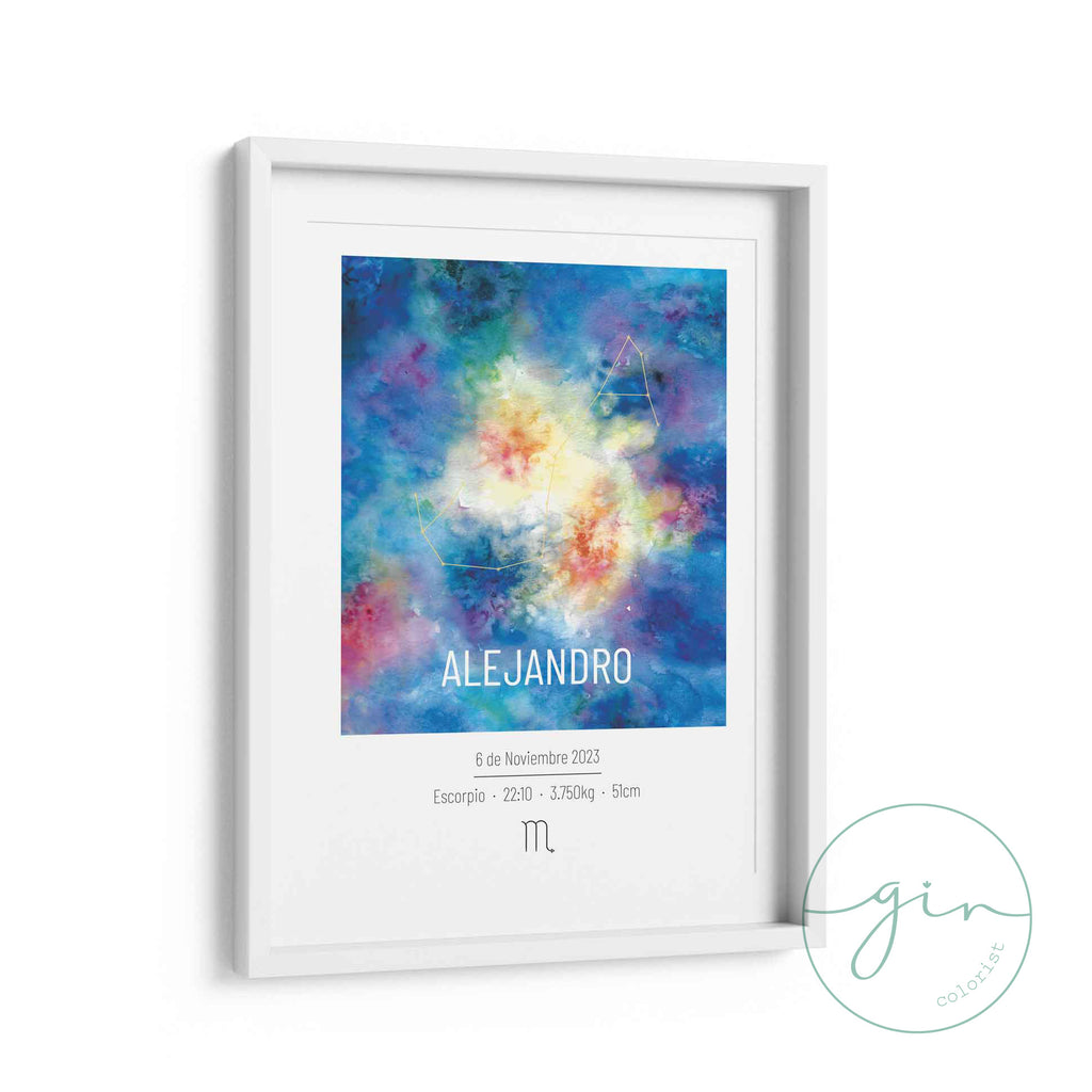 Personalized "Nebulosa" Watercolor Print - Custom Birth Chart & Constellation Art