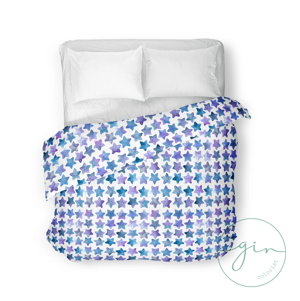 ⭐ Starry Night Duvet Cover (Watercolor Design)