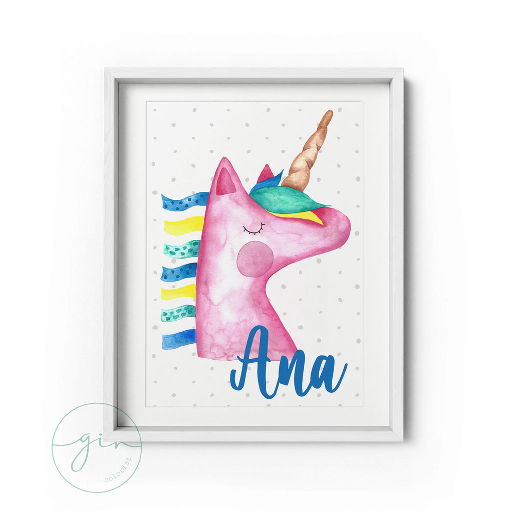 Lámina Personalizada Unicornio en Acuarela