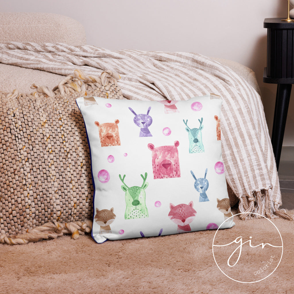 Funda Cojín - Animalitos en acuarela