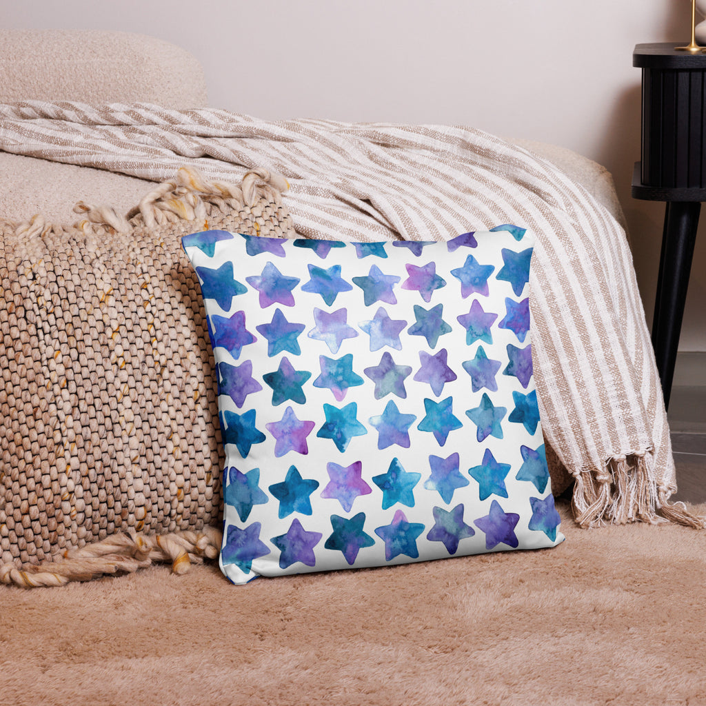 Watercolor Star Print Pillow Cover - Modern Home & Nursery Decor