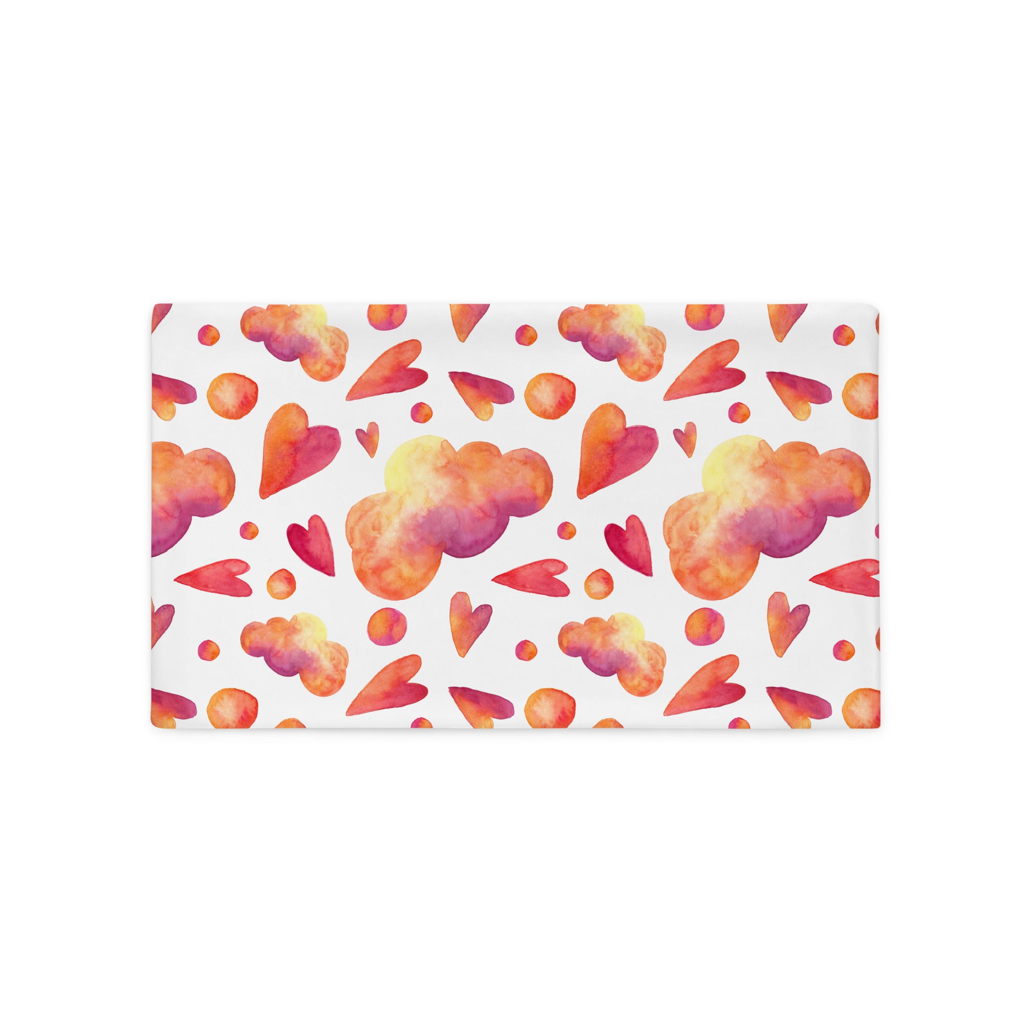 Funda Cojín - Corazones y Nubes en Acuarela