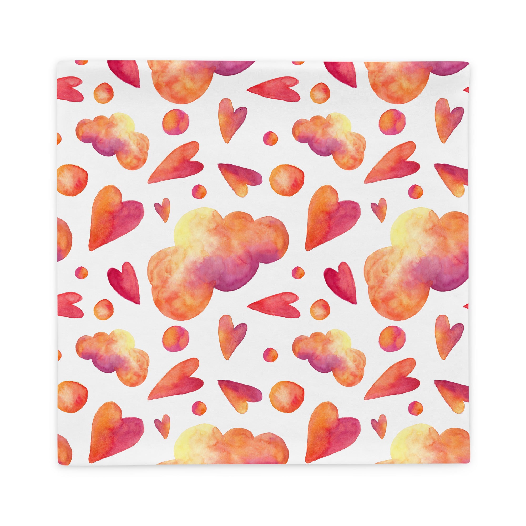 Funda Cojín - Corazones y Nubes en Acuarela