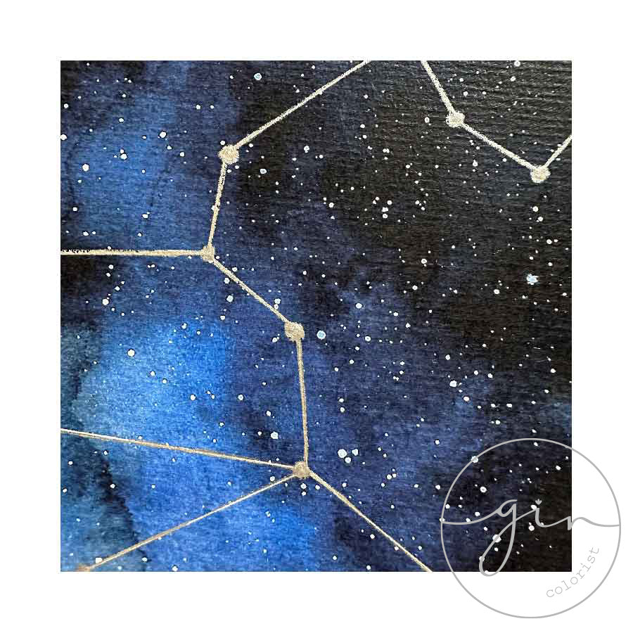 "Celestial" Personalized Watercolor Print - Custom Birth & Night Sky Art