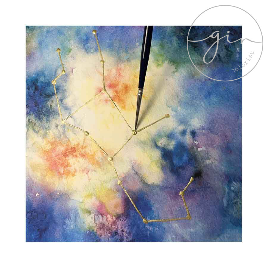 "Celestial" Personalized Watercolor Print - Custom Birth & Night Sky Art