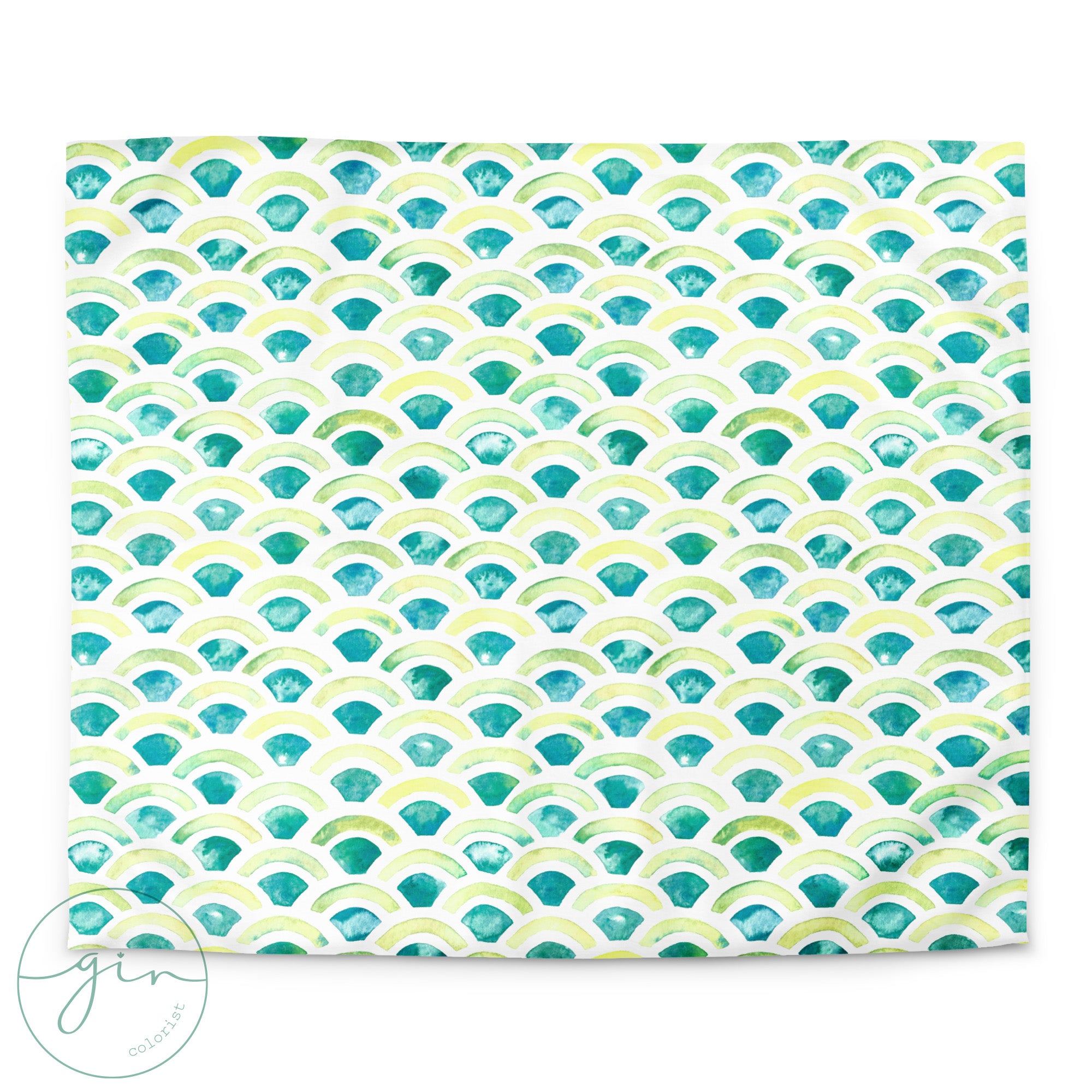 Yellow & Green Arches Watercolor Duvet Cover