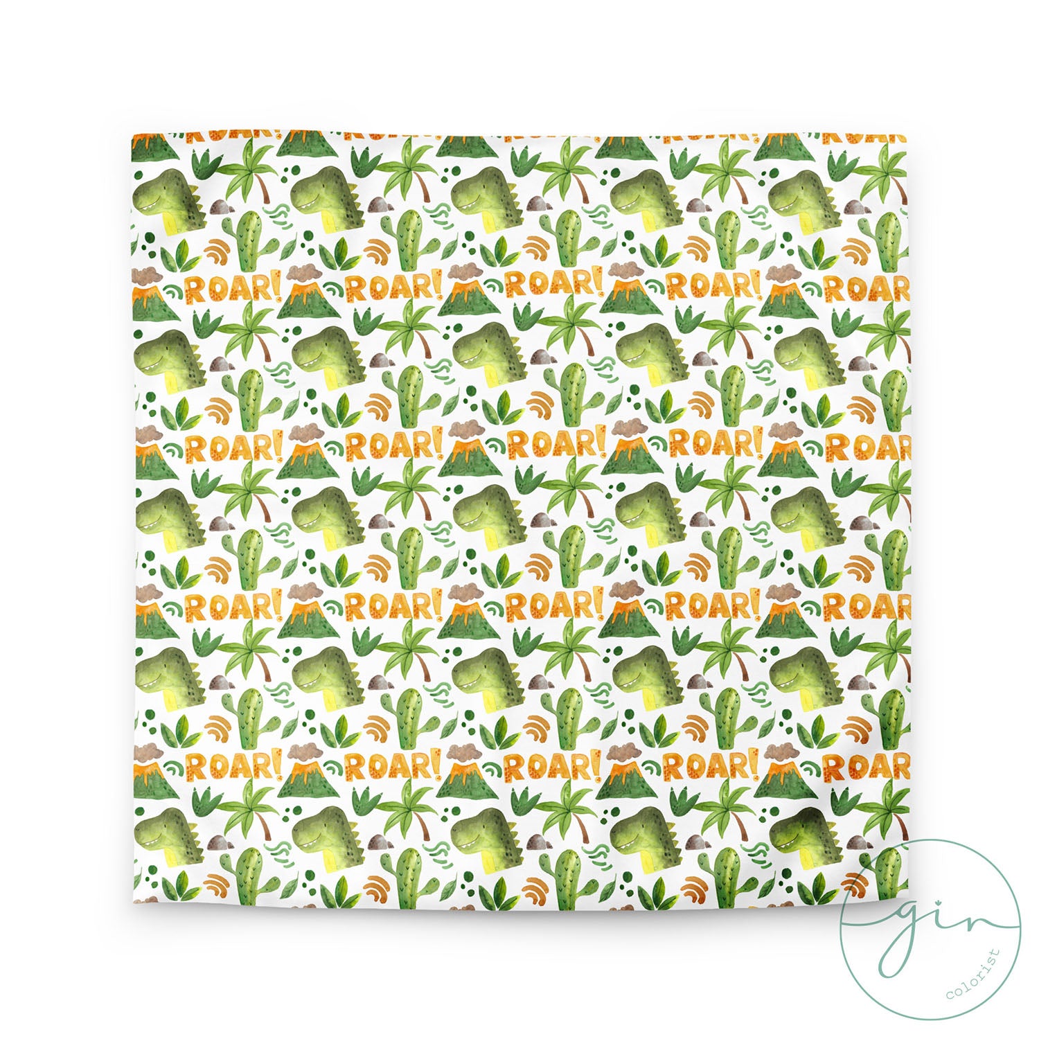 funda nórdica dino roar diseño acuarela infantil original