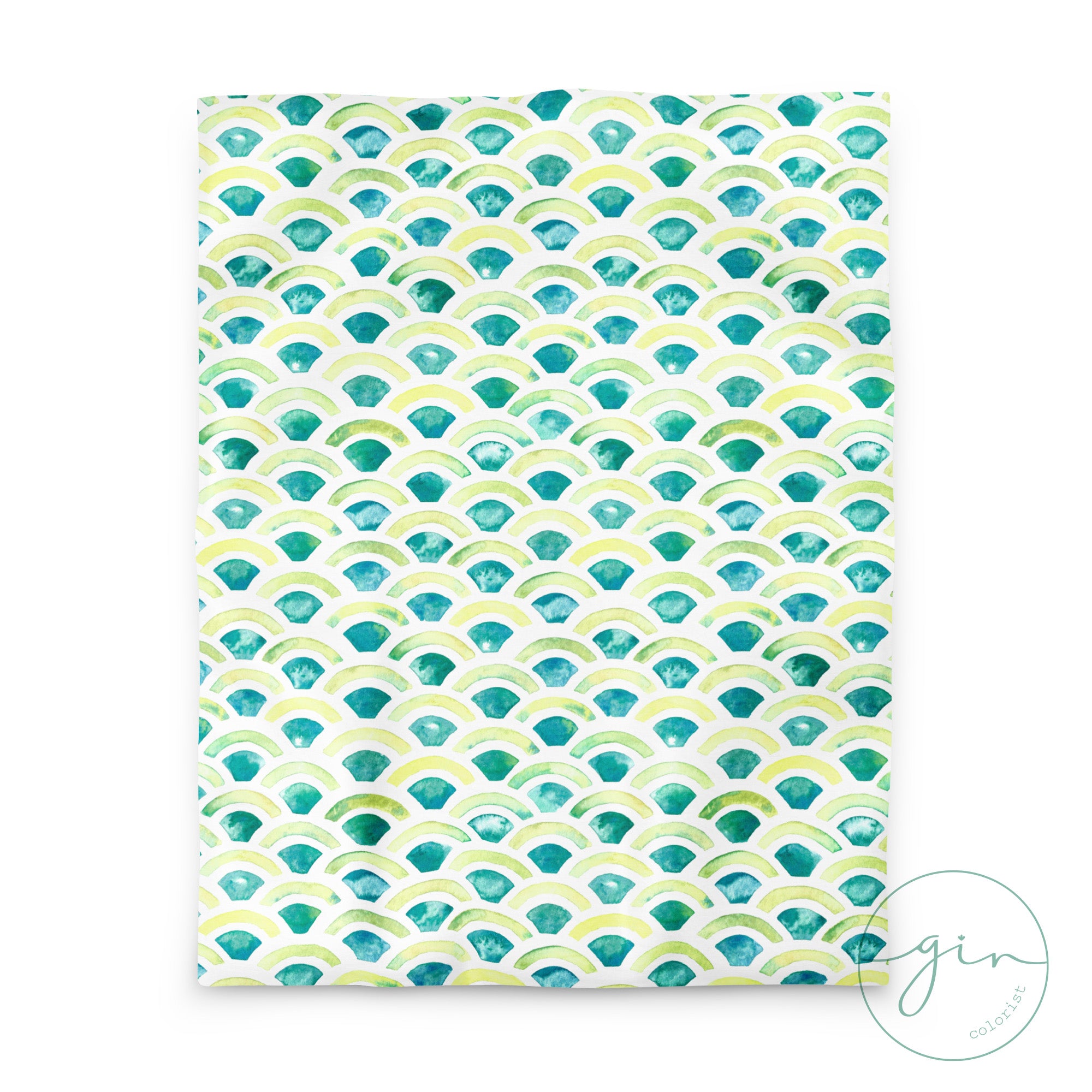 Yellow & Green Arches Watercolor Duvet Cover