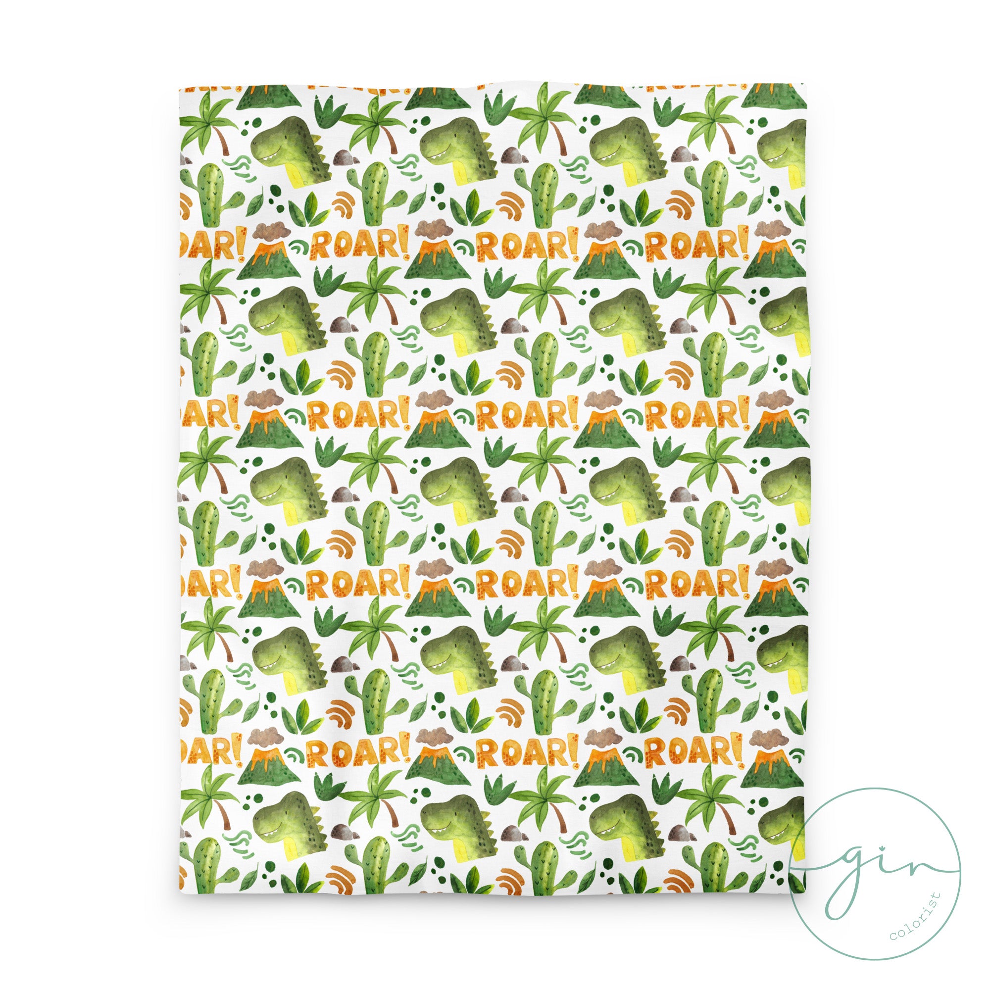 nórdico dinosaurios volcanes cactus acuarela detalle niños