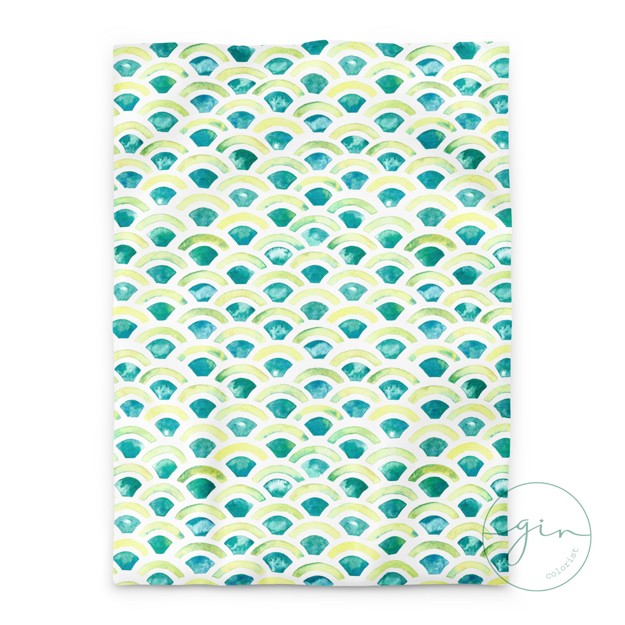 Yellow & Green Arches Watercolor Duvet Cover