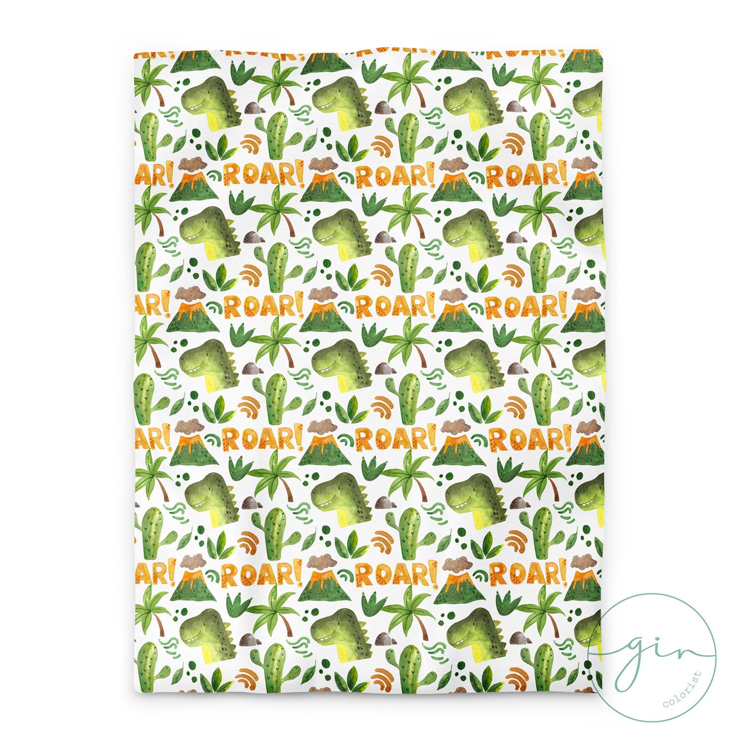 funda nórdica dinosaurios acuarela niños