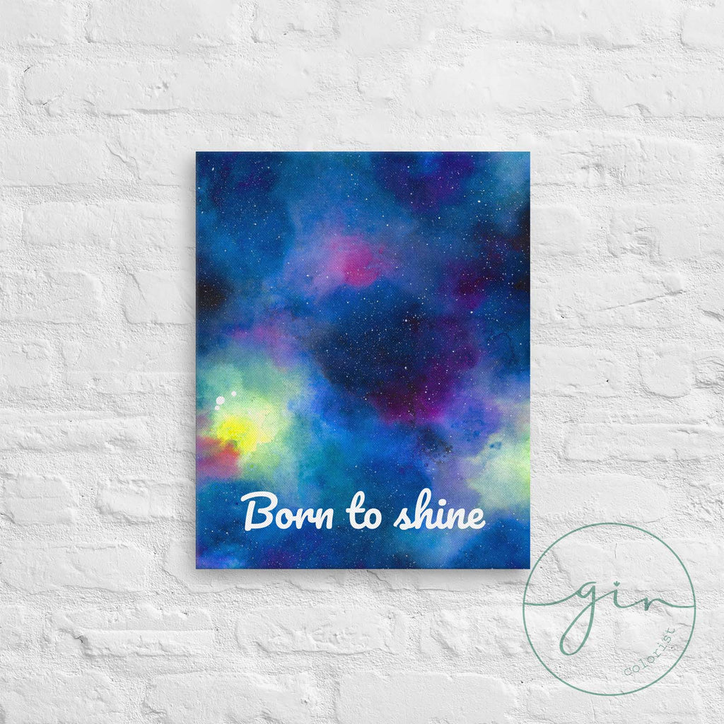Lienzo Born to Shine galaxia GinColorist soñadores exploradores cosmos arte infantil
