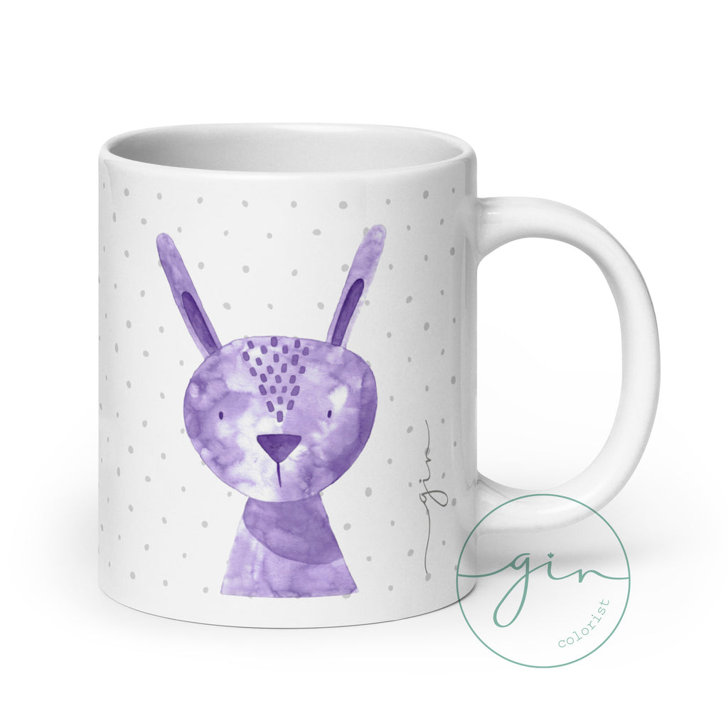 Custom Bunny Mug for Kids - Personalized Watercolor Rabbit Gift