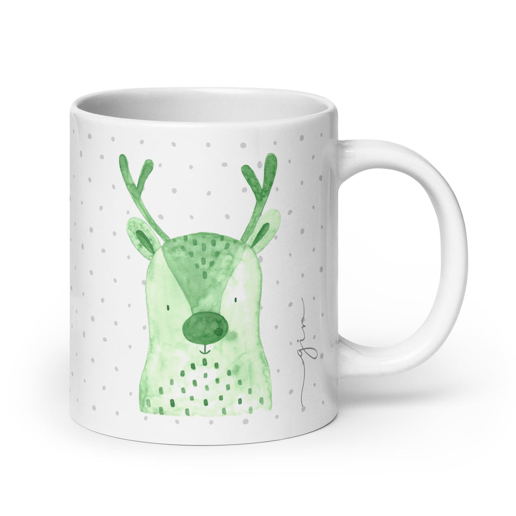 Custom Reindeer Christmas Mug - Watercolor Kids Gift