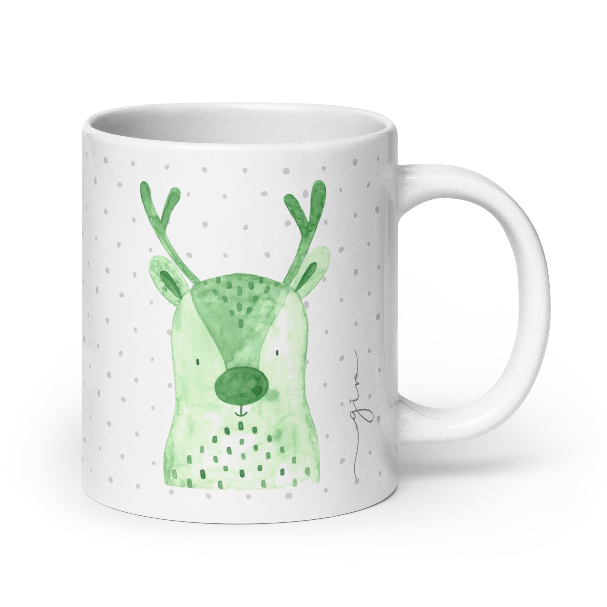 Custom Reindeer Christmas Mug - Watercolor Kids Gift